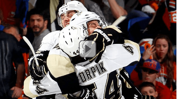 Perfect Timing Brooks Orpik picked the perfect moment to score his first goal, a one-timer that sent the Penguins into the second round and the Islanders out of the playoffs. 